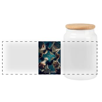 Cosmic Sunglass Herd - Panoramic Cookie Jar with Wooden Lid - white - Front