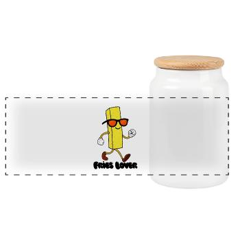 Fries Lover - Panoramic Cookie Jar with Wooden Lid - white - Front