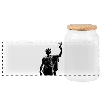 Davidic pose with butterfly - Panoramic Cookie Jar with Wooden Lid - white - Front
