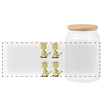 Cheerful Four Giraffes Pattern - Panoramic Cookie Jar with Wooden Lid - white - Front