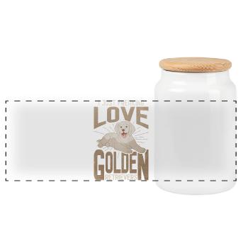 I Freaking Love Golden Retriever - Panorama Keksdose mit Holzdeckel - Weiß - Vorne
