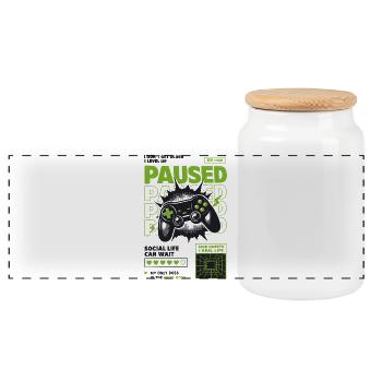 Conception du jeu XP du joueur en pause - Boîte à biscuits avec couvercle en bois - blanc - Devant