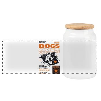 Les chiens avant tout : design canin amusant - Boîte à biscuits avec couvercle en bois - blanc - Devant