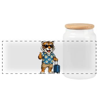 Tiger Reisen Hawaiian vibe - Panoramic Cookie Jar with Wooden Lid - white - Front