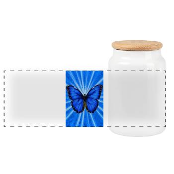butterfly - Panoramic Cookie Jar with Wooden Lid - white - Front