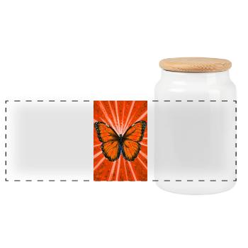 butterfly - Panoramic Cookie Jar with Wooden Lid - white - Front