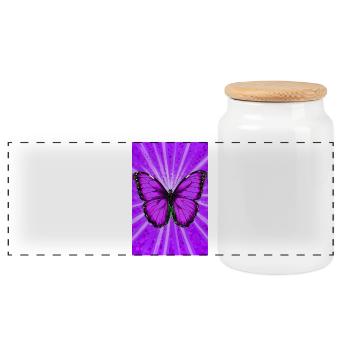 butterfly - Panoramic Cookie Jar with Wooden Lid - white - Front