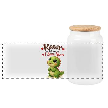 Süßer Dino Rawr Means I Love You Geschenk - Panorama Keksdose mit Holzdeckel - Weiß - Vorne