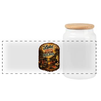 Journées au lac – Meilleures journées - Boîte à biscuits avec couvercle en bois - blanc - Devant