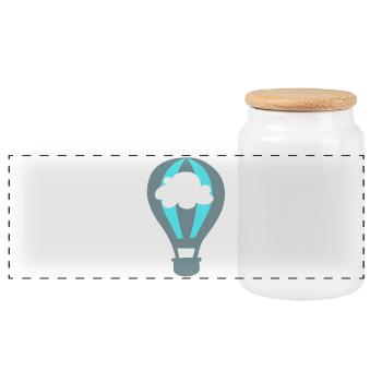 Balloon Hot Air Balloon Cloud Sky Kids Summer - Panoramic Cookie Jar with Wooden Lid - white - Front