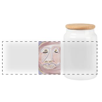 Pastel face in soft colors - Panoramic Cookie Jar with Wooden Lid - white - Front