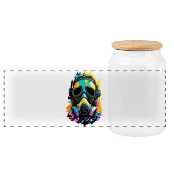 Neon-Spritzgasmaske - Panorama Keksdose mit Holzdeckel - Weiß - Vorne