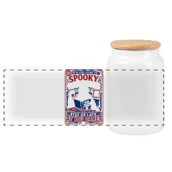 Spooky Sleepover Ghost Night - Panoramic Cookie Jar with Wooden Lid - white - Front