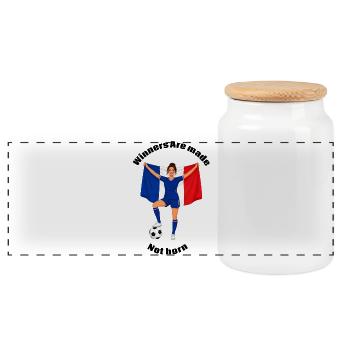 Foot féminin tricolore en bras levés - Boîte à biscuits avec couvercle en bois - blanc - Devant