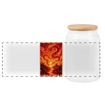 Flame kite over mountain country - Panoramic Cookie Jar with Wooden Lid - white - Front