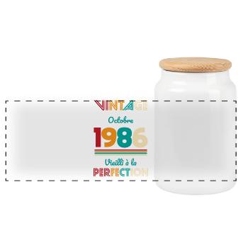 Anniversaire 40 ans - Vintage - Octobre 1986 - Boîte à biscuits avec couvercle en bois - blanc - Devant