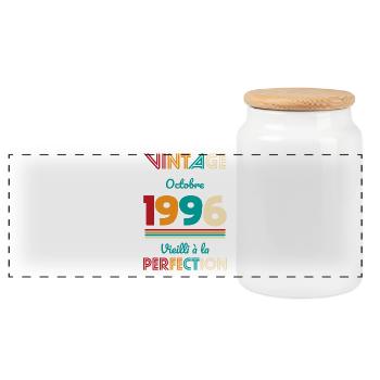 Anniversaire 30 ans - Vintage - Octobre 1996 - Boîte à biscuits avec couvercle en bois - blanc - Devant