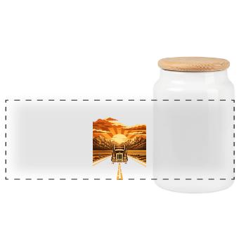 Chauffeur de camion Route longue distance Montagnes - Boîte à biscuits avec couvercle en bois - blanc - Devant