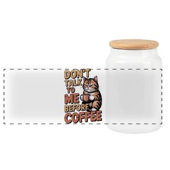 Ne me parle pas avant le café - Boîte à biscuits avec couvercle en bois - blanc - Devant