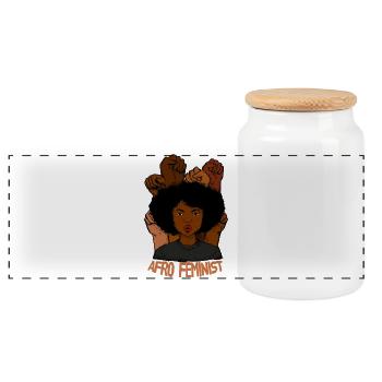 Afro-feministische schwarze Frauenkraft erhob Fäuste - Panorama Keksdose mit Holzdeckel - Weiß - Vorne
