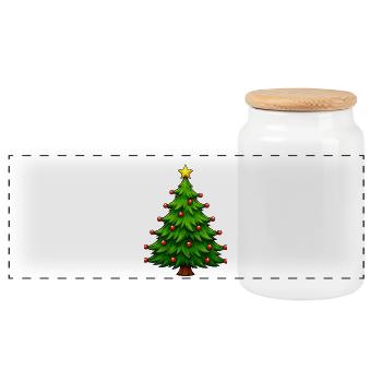 Sapin de Noël lumineux avec une étoile - Boîte à biscuits avec couvercle en bois - blanc - Devant