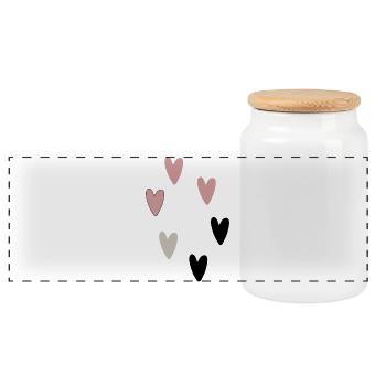 Collection Cœur Rosé, Gris et Noir Motif I - Boîte à biscuits avec couvercle en bois - blanc - Devant
