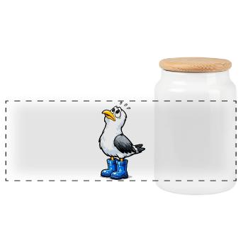 Mouette inquiète - Boîte à biscuits avec couvercle en bois - blanc - Devant