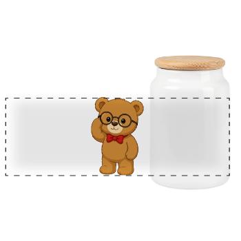 Intelligenter Bär mit Brille und Fliege - Panorama Keksdose mit Holzdeckel - Weiß - Vorne