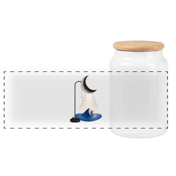 Tidal Light - Surreal Moon Lamp and Ocean - Panoramic Cookie Jar with Wooden Lid - white - Front