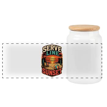 SERVE LINE SUNSET - Panoramic Cookie Jar with Wooden Lid - white - Front