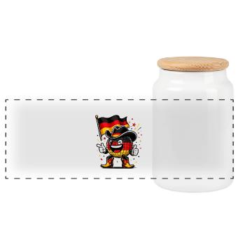 Globe portant un chapeau drapeau - Boîte à biscuits avec couvercle en bois - blanc - Devant