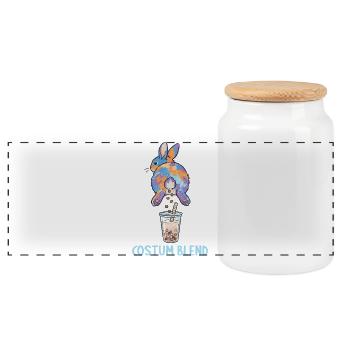Bubble Tea Boba Drôle de Lapin mignon - Boîte à biscuits avec couvercle en bois - blanc - Devant