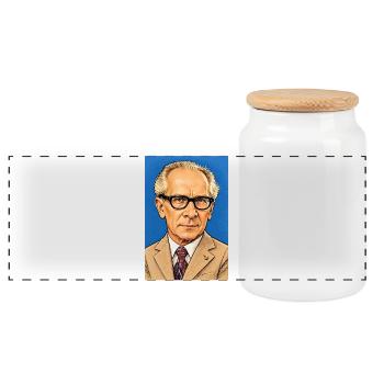 Erich Honecker Caricature (Poster Format) - Panoramic Cookie Jar with Wooden Lid - white - Front