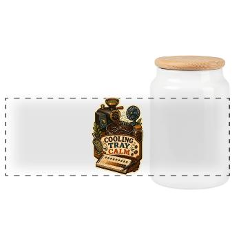 COOLING TRAY CALM - Panoramic Cookie Jar with Wooden Lid - white - Front