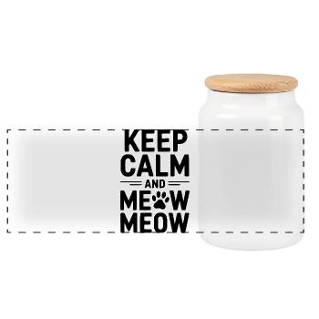 Reste calme et miaou, miaou. - Boîte à biscuits avec couvercle en bois - blanc - Devant