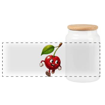 Cerise drôle - Boîte à biscuits avec couvercle en bois - blanc - Devant