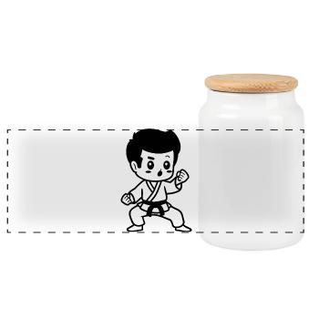 Karaté pour enfants - Boîte à biscuits avec couvercle en bois - blanc - Devant
