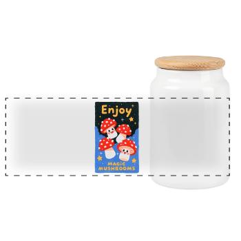 Savourez des champignons colorés - Boîte à biscuits avec couvercle en bois - blanc - Devant