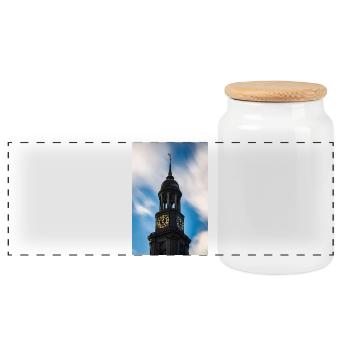 Hambourg : Église Saint-Michel (Der Michel) - Boîte à biscuits avec couvercle en bois - blanc - Devant