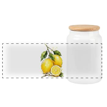 Fraîcheur aquarelle citron - Boîte à biscuits avec couvercle en bois - blanc - Devant