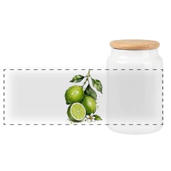 Aquarelle citron vert - Boîte à biscuits avec couvercle en bois - blanc - Devant