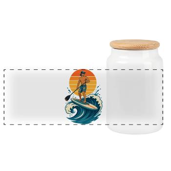 Funny SUP Paddleboard Board Stand Up paddle - Panoramic Cookie Jar with Wooden Lid - white - Front