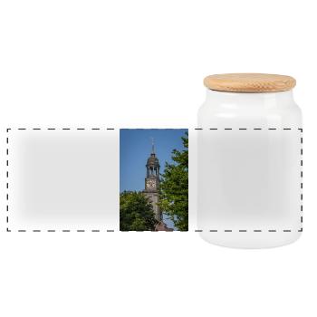 L’église Saint-Michel entre deux arbres - Boîte à biscuits avec couvercle en bois - blanc - Devant