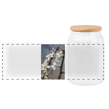 Des cerisiers blancs délicats au printemps - Boîte à biscuits avec couvercle en bois - blanc - Devant