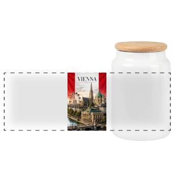 Vienne: skyline Prater et cathédrale - Boîte à biscuits avec couvercle en bois - blanc - Devant