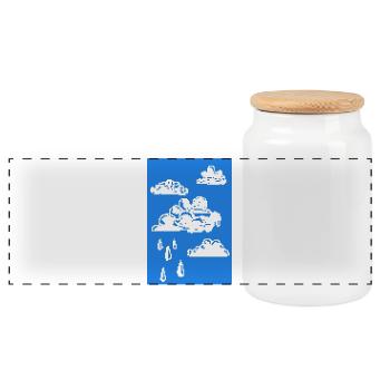 Nuages de pixels - Boîte à biscuits avec couvercle en bois - blanc - Devant