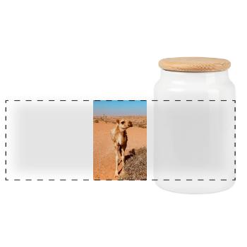 Desert camel in the sun - Panoramic Cookie Jar with Wooden Lid - white - Front