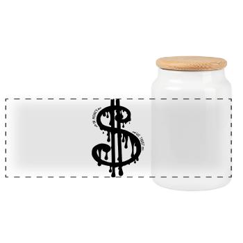 dollar slave - Boîte à biscuits avec couvercle en bois - blanc - Devant