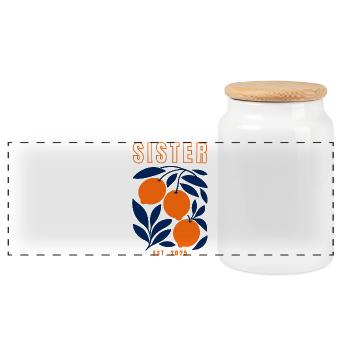 Sister 2025 - Panoramic Cookie Jar with Wooden Lid - white - Front