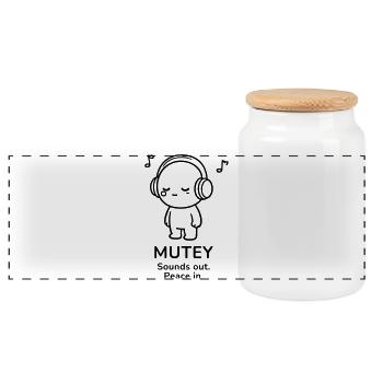 Mutey – Sounds Out | Peace In Music Mood - Panorama Keksdose mit Holzdeckel - Weiß - Vorne